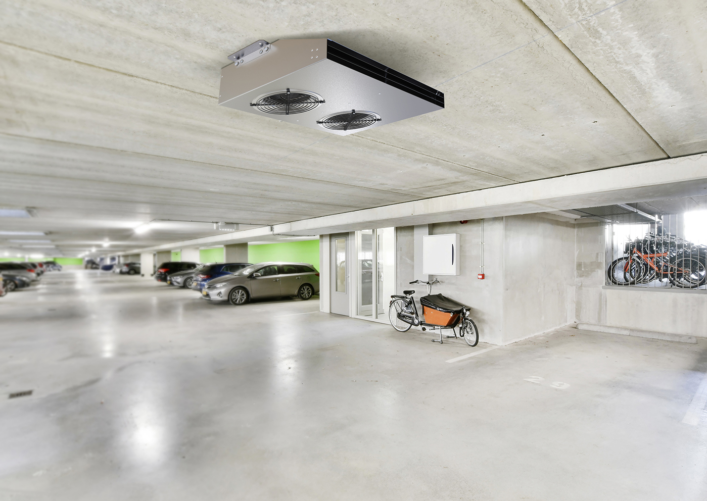 Ventilação e exaustão inteligente de garagens